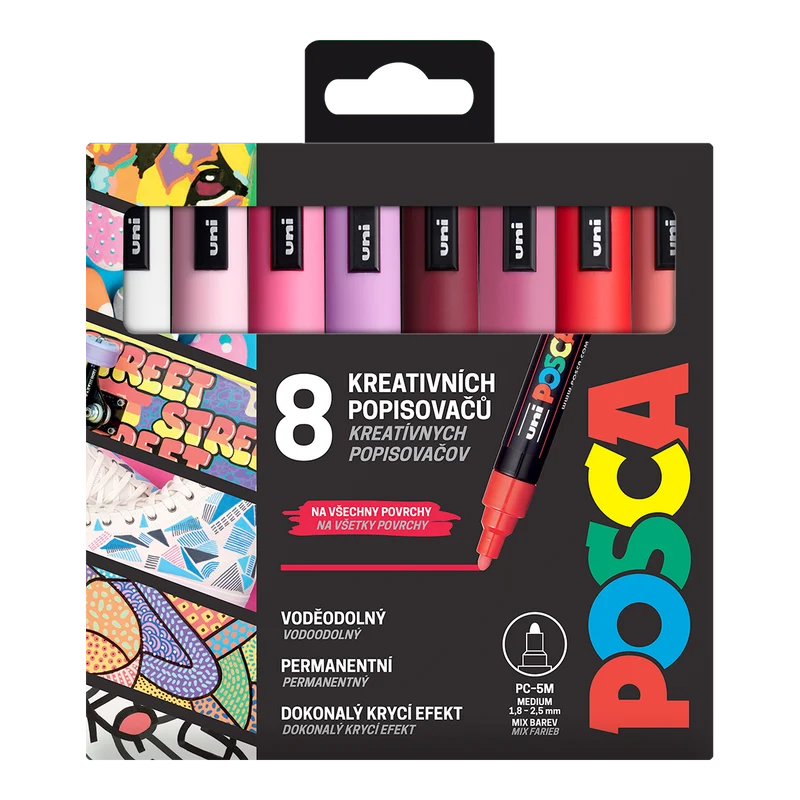 Posca set markera PC-5M, LOVE, 1,8 - 2,5 mm, miks toplih tonova (8 kom)