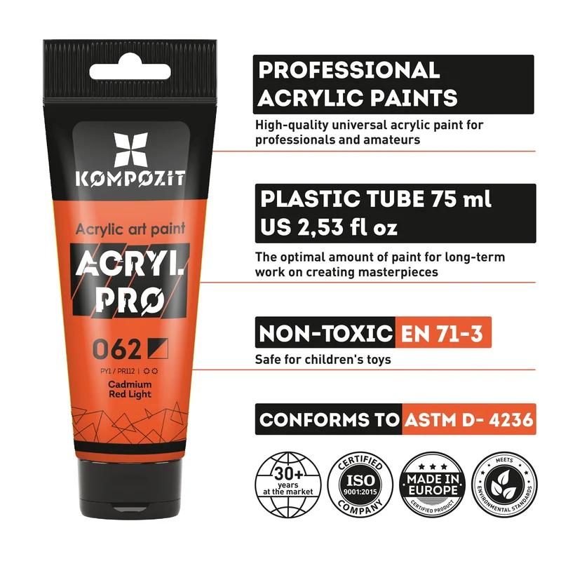 Set di colori acrilici Kompozit ACRYL PRO in scatola – 42 x 75 ml