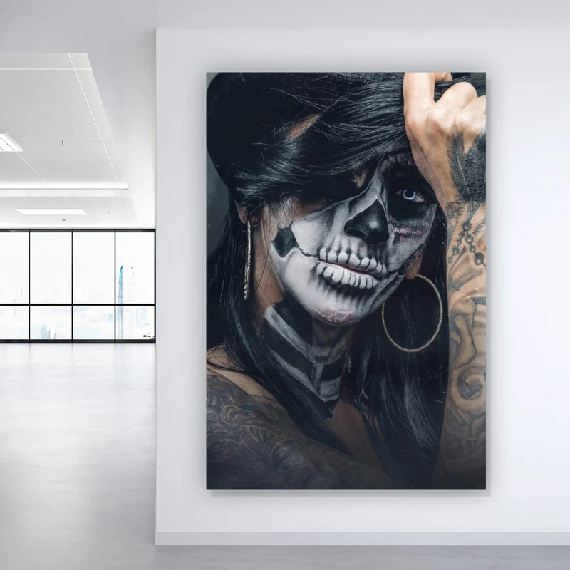 Aluminiumbild gebürstet La Catrina No. 5 Hochformat