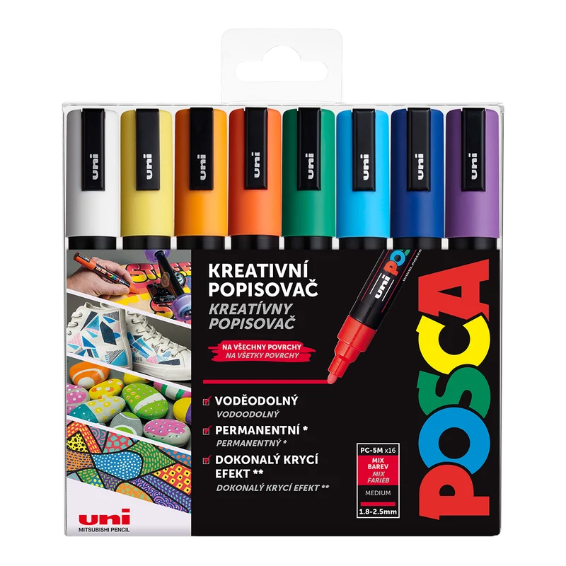 Posca set markera PC-5M, 1,8 – 2,5 mm, mix boja (16 kom)